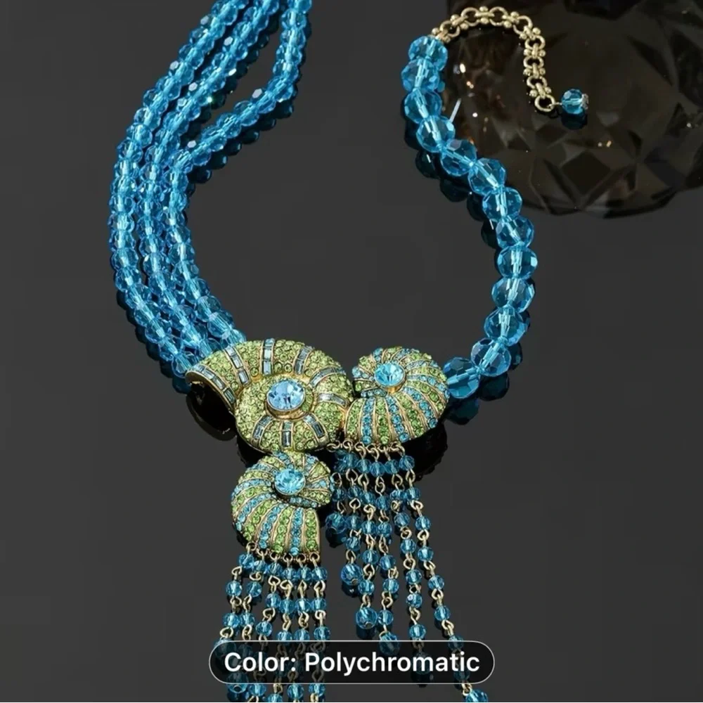 Elegant Blue and Green Statement Necklace - Picture 2 of 5